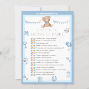 Teddy Bear Baby shower - Editable Name, 5x7 size Kaart