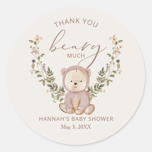 Teddy Bear Baby shower Favor Ronde Sticker (Voorkant)