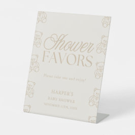 Teddy Bear Baby Shower Favors Reclamebord Met Voetstuk