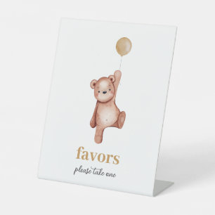 Teddy Bear Baby shower Favors Table Sign Reclamebord Met Voetstuk