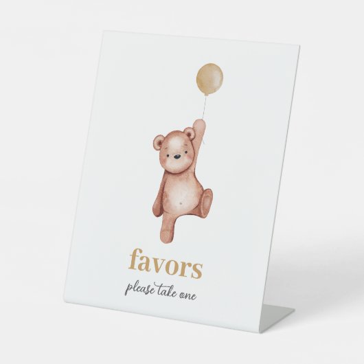 Teddy Bear Baby shower Favors Table Sign Reclamebord Met Voetstuk (Voorkant)