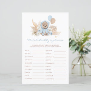 Teddy Bear Baby shower Finish Papa's Phrase Game