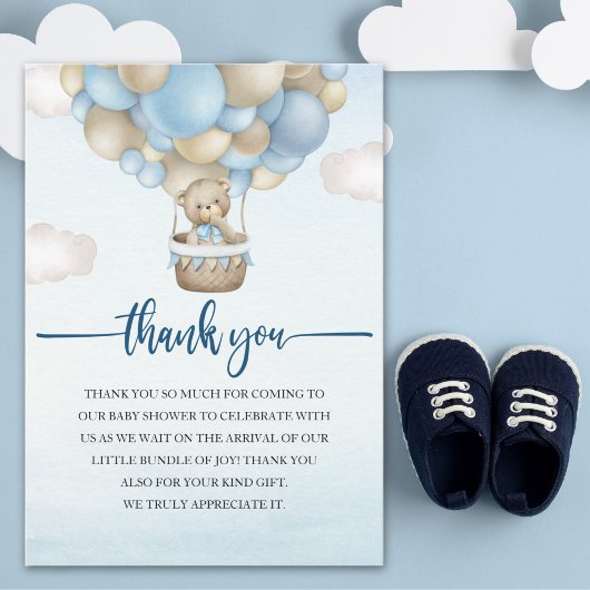 Teddy Bear Baby Shower for Boy –We Can Bearly Wait Bedankkaart