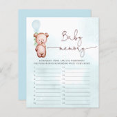 Teddy Bear Baby shower Game Baby Memory (Voorkant / Achterkant)