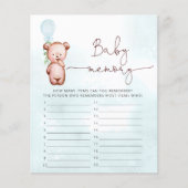 Teddy Bear Baby shower Game Baby Memory (Voorkant)