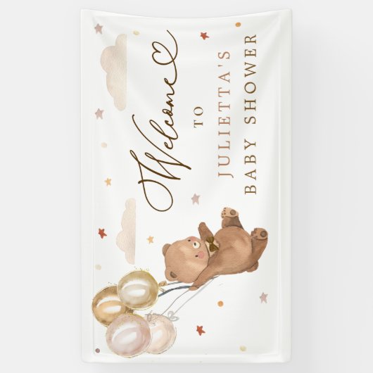 Teddy Bear Baby shower Gender Neutral Beer Welkom Spandoek (Verticaal)