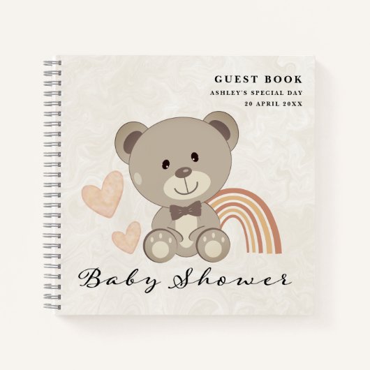 Teddy Bear Baby shower Gender Neutral Guest Book Notitieboek (Voorkant)