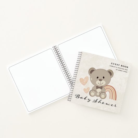 Teddy Bear Baby shower Gender Neutral Guest Book Notitieboek (Binnen)