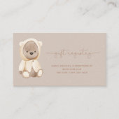 Teddy Bear Baby shower Gift Registry Visitekaartje (Voorkant)