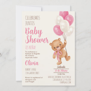 Teddy Bear Baby shower Girl Kaart