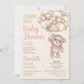 Teddy Bear Baby shower Girl Kaart (Voorkant)