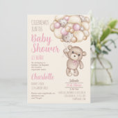 Teddy Bear Baby shower Girl Kaart (Staand voorkant)