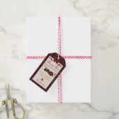 Teddy Bear Baby Shower Girl Plaid Burgundy Bow  Cadeaulabel (Met Touw)