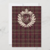 Teddy Bear Baby Shower Girl Plaid Burgundy Bow  Kaart (Achterkant)