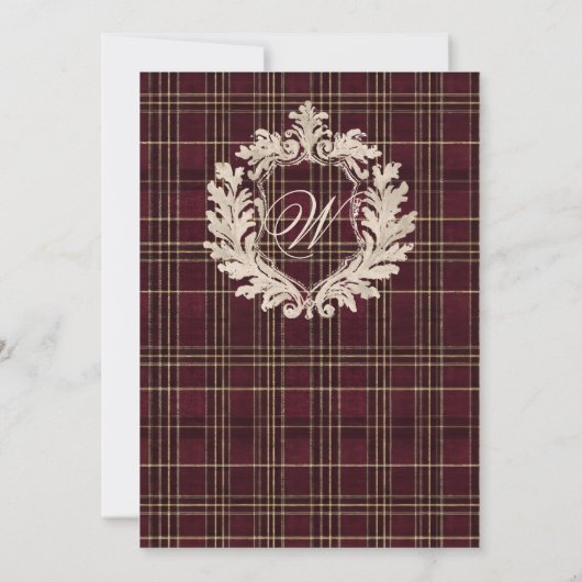 Teddy Bear Baby Shower Girl Plaid Burgundy Bow  Kaart (Achterkant)