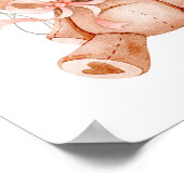 Teddy Bear Baby shower Girl Welkomstteken Poster (Hoek)