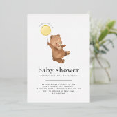Teddy Bear Baby shower Gold Folie Uitnodiging (Staand Voorkant)