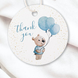 Teddy Bear Baby shower Goudblauw Bedankt Bedankjes Labels