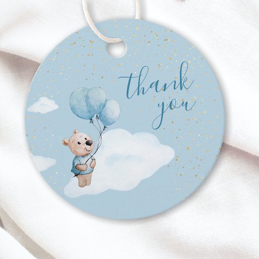 Teddy Bear Baby shower Goudblauw Bedankt Bedankjes Labels