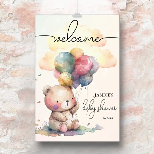 Teddy Bear Baby shower Groot Welkom Poster