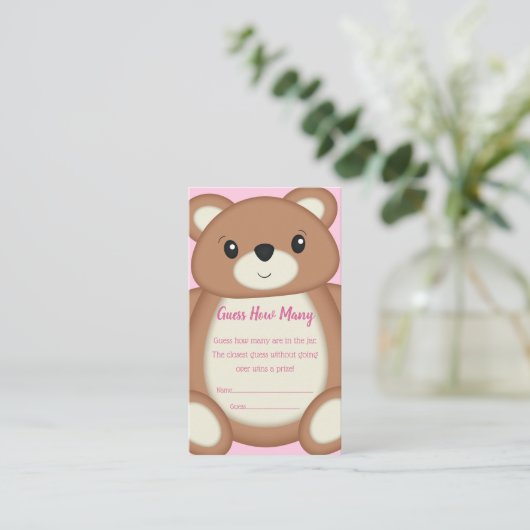 Teddy Bear Baby shower Guessing spel Informatiekaartje (Staand voorkant)