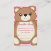 Teddy Bear Baby shower Guessing spel Informatiekaartje (Voorkant)