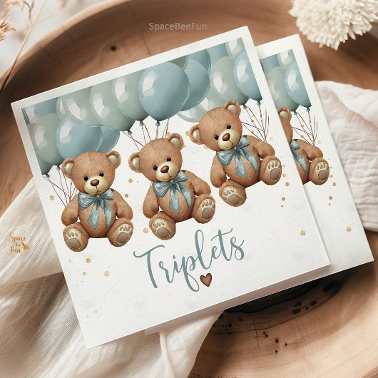Teddy Bear Baby shower, het is TRIPLETS Servet