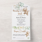 Teddy Bear Baby shower in één uitnodiging (Binnen)