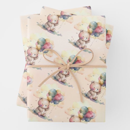 Teddy Bear Baby shower Inpakpapier Vel (In situ)