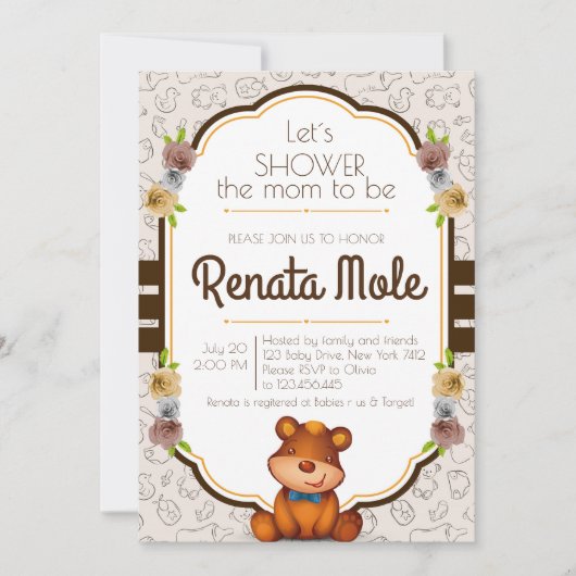 Teddy Bear BaBy Shower Invitation (Voorkant)