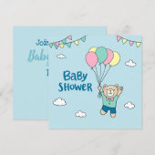 Teddy Bear Baby shower Invitation Aankondiging (Voorkant / Achterkant)