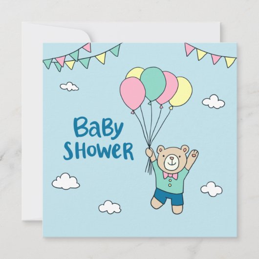 Teddy Bear Baby shower Invitation Aankondiging (Voorkant)