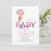 Teddy Bear Baby shower Invitation Aankondiging (Staand voorkant)