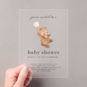 Teddy Bear Baby shower Invitation Acryl Uitnodigingen