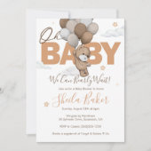 Teddy Bear Baby shower Invitation, "Barly Wait" Kaart (Voorkant)