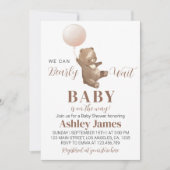 Teddy Bear Baby shower Invitation Beer Ballon Kaart (Voorkant)