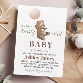 Teddy Bear Baby shower Invitation Beer Ballon Kaart