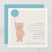 Teddy Bear Baby shower Invitation - Boy Kaart (Voorkant / Achterkant)