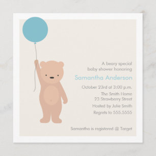 Teddy Bear Baby shower Invitation - Boy Kaart