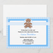 Teddy Bear Baby shower Invitation - Boy Kaart (Voorkant / Achterkant)