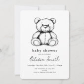 Teddy Bear Baby shower Invitation, Genderneutraal Kaart (Voorkant)