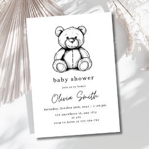 Teddy Bear Baby shower Invitation, Genderneutraal Kaart