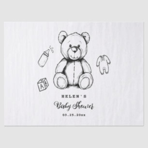Teddy Bear Baby shower Invitation, Genderneutraal Tissuepapier