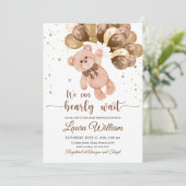 Teddy Bear Baby shower Invitation Girl We kunnen B Kaart (Staand voorkant)