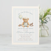 Teddy Bear Baby Shower Invitation Kaart (Staand voorkant)
