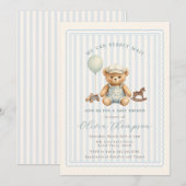 Teddy Bear Baby Shower Invitation Kaart (Voorkant / Achterkant)