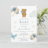 Teddy Bear Baby shower Invitation Kaart (Staand voorkant)