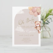 Teddy Bear Baby shower Invitation Kaart (Staand voorkant)