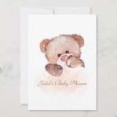 Teddy Bear Baby shower Invitation Kaart (Achterkant)