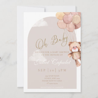 Teddy Bear Baby shower Invitation Kaart